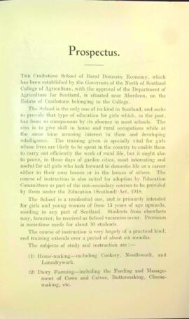 North of Scotland College of Agriculture Prospectus of Craibstone School of Rural Domestic Economy 1936 [Page Three]