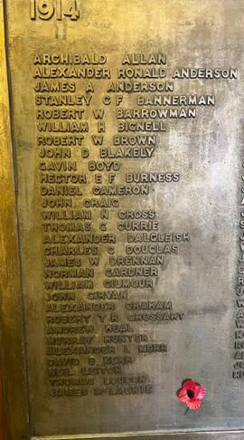 War memorial names A-M 1914-1918