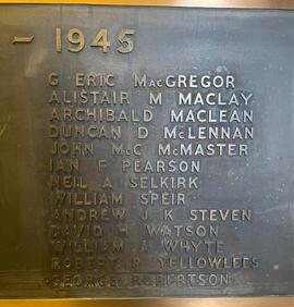 War Memorial names M-Y 1939-1945