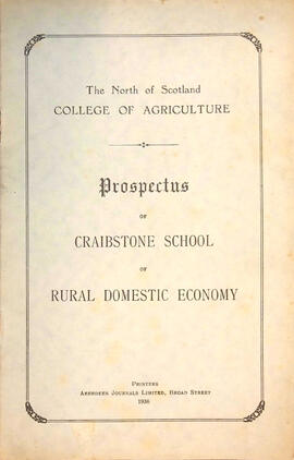 North of Scotland College of Agriculture Prospectus of Craibstone School of Rural Domestic Economy 1936 [Cover Page]